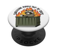 Cute Raccoon Dumpster Fire Surviving Purely Out Of Spite PopSockets PopGrip Adesivo