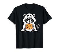 Cute Raccoon Ghost Costume Halloween Pumpkin Maglietta