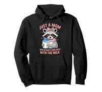 Cute Raccoon Just A Mom Who Always Came Back With The Milk Felpa con Cappuccio