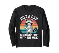 Cute Raccoon Just The Dad Who Always Came Back With The Milk Maglia a Manica