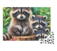 Cute Raccoon Trio 1000 Pezzi Cartone Spesso Set Di Puzzle Jigsaw Collettori Impossibile Difficile Sfida Del Gioco Educativo 38x26cm/1000pcs