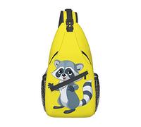 Cute Raccoon1 Personaggio Dei Cartoni Animati Borsa A Tracolla Fragola, Borsa A Tracolla Sul Petto Da Uomo E Da Donna, Usata Per Il Tempo Libero E I Viaggi