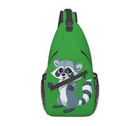 Cute Raccoon3 Borsa a tracolla con fragola personaggio dei cartoni animati, borsa a tracolla per uomo e donna, utilizzata per il tempo libero e i viaggi