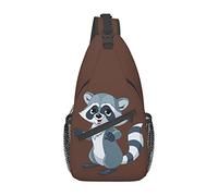 Cute Raccoon5 Borsa a tracolla con fragola personaggio dei cartoni animati, borsa a tracolla per uomo e donna, utilizzata per il tempo libero e i viaggi