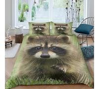 Cute Raccooncopripiumino microfibra 3 Pezzi stampa 3D con cerniera Wild Animal Set Di Copripiumino incluso federe per cuscini aiosa morbido e comodo for bambini e adolescenti Double（200x200cm）