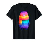 Cute Rainbow Sciarpa Orso LGBT Pride Colorful Inverno Maglietta