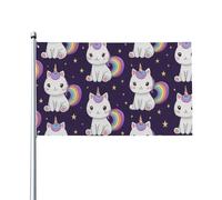 Cute Rainbow Uni-Corn And Star Flag Resistente Alle Intemperie Bandiere Colore Vivido Bandiera Per Cortile Balcone Decorazione Casa 90X150Cm