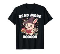 Cute Reading Bunny Read More Book Funny Halloween Women Girl Maglietta