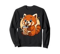 Cute Red Panda Kawaii Anime Bere Bubble Tea Ragazza Bambini Felpa
