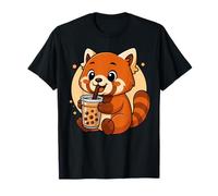 Cute Red Panda Kawaii Anime Bere Bubble Tea Ragazza Bambini Maglietta