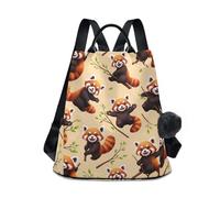 Cute Red Pandas Animal Backpack Bag, Back Zip Security, Tasche multiple, Tessuto twill, Manico in pelle