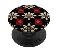Cute Red Plaid Christmas Tartan Dark Red Black Snowflake Red PopSockets PopGrip Adesivo