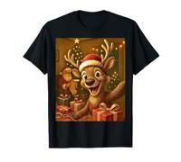 Cute Reindeer Selfie with Santa Funny Christmas Maglietta