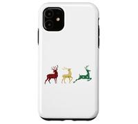 Cute Reindeers buffalo plaid snowflakes green red golden Custodia per iPhone 11