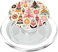 Cute Retro Christmas Pattern Tree and Snowflakes Pastel Pink PopSockets PopGrip per MagSafe