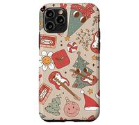 Cute Retro Christmas Pattern Tree Smiling Groovy Music Beige Custodia per iPhone 11 Pro