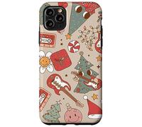 Cute Retro Christmas Pattern Tree Smiling Groovy Music Beige Custodia per iPhone 11 Pro Max