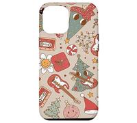 Cute Retro Christmas Pattern Tree Smiling Groovy Music Beige Custodia per iPhone 12 Pro Max