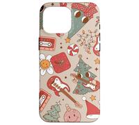 Cute Retro Christmas Pattern Tree Smiling Groovy Music Beige Custodia per iPhone 16 Pro Max