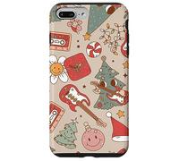 Cute Retro Christmas Pattern Tree Smiling Groovy Music Beige Custodia per iPhone 7 Plus/8 Plus