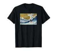 Cute Retro Vintage Surfing a Wave Bernedoodle Dog Lover Maglietta