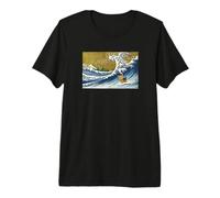 Cute Retro Vintage Surfing A Wave Yorkie Lover Maglietta Premium