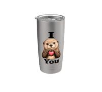 Cute River Otter Animal Heart Design Gifts Bicchiere termico in acciaio inox doppia parete