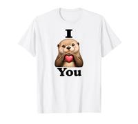 Cute River Otter Animal Heart Design Gifts Maglietta