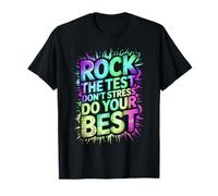Cute Rock The Test DO Your Best Teacher Music Crew Band Maglietta