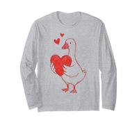 Cute Romantic Goose Heart Love Maglia a Manica