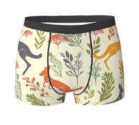 Cute Roo And Native Australian Plants Colorful Uomo Boxer A Pantaloncino Morbido Mutande Resistente Intimo per Quotidiano Estivo Sport L