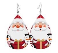 Cute Santa With Penguin & Snowman Pattern Donna Orecchino A Gancio Grandi Orecchini Pendenti Eleganti Pendenti Per Regalo Sera Fori Multipli