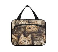 Cute Scottish Fold Cats Brown Hanging Toiletry Bag Viaggio con gancio, borse da toilette pieghevoli di design per le donne Must Haves Travel kit de para Mujer L
