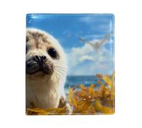 Cute Seal - Copertina grande sostituibile per libri, in pelle PU, riutilizzabile, adatta per notebook da 24,9 x 28 cm