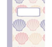 Cute Seashell Composition Notebook Journal For Girls, Pink And Purple, Mermaid Style, 100 Pages, College Ruled