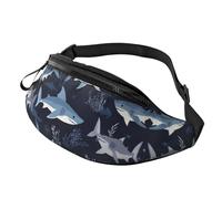 Cute Shark - Marsupio unisex a vita regolabile, motivo squali arrabbiati, borsa a tracolla stampata alla moda per genitori, borsa da afferrare rapidamente per gli elementi essenziali del bambino
