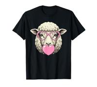 Cute Sheep Che soffia Rosa Valentine Cuore Bubble Gum Maglietta