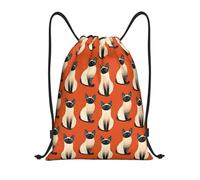 Cute Siamese Cats Retro Unisex Sacchetto Sportivo Resistente Zainetto Grande Zaino Con Coulisse Per Calcio Spiaggia Ginnastica