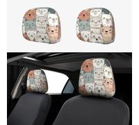 Cute Simple Cat Car Seat Poggiatesta Protector Auto Poggiatesta Coperture 2 Pezzi Elastici Universali Fit Most Veicoli Auto Interior Accessori Per Donne Uomini
