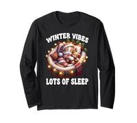 Cute Sleeping Cat for Christmas Lover Cozy Winter Kitten Mom Maglia a Manica