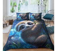 Cute sloth clingingSet Di Copripiumino 3 Pezzi stampa 3D con cerniera fantasy jungle copripiumino con federa soffice ultra morbido e traspirante for bambini adulti ragazzi Single（140x200cm）