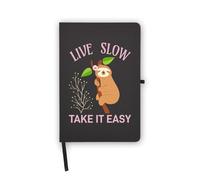 Cute Sloth Live Slow Take It Easy, quaderno con pagine bianche, copertina in ecopelle, agenda, diario, quaderno di lavoro