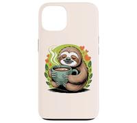 Cute Sloth Morning Coffee Tree Branch Lazy Relax Custodia per iPhone 13