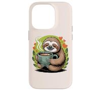 Cute Sloth Morning Coffee Tree Branch Lazy Relax Custodia per iPhone 14 Pro