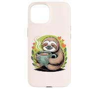 Cute Sloth Morning Coffee Tree Branch Lazy Relax Custodia per iPhone 15