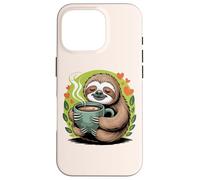 Cute Sloth Morning Coffee Tree Branch Lazy Relax Custodia per iPhone 16 Pro