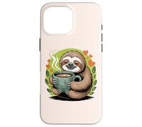 Cute Sloth Morning Coffee Tree Branch Lazy Relax Custodia per iPhone 16 Pro Max