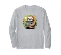 Cute Sloth Morning Coffee Tree Branch Lazy Relax Maglia a Manica