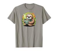 Cute Sloth Morning Coffee Tree Branch Lazy Relax Maglietta