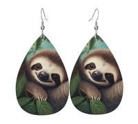 Cute Sloth Orecchini Stampato Pendenti Divertenti Orecchini In Pelle Per Decorazioni Feste